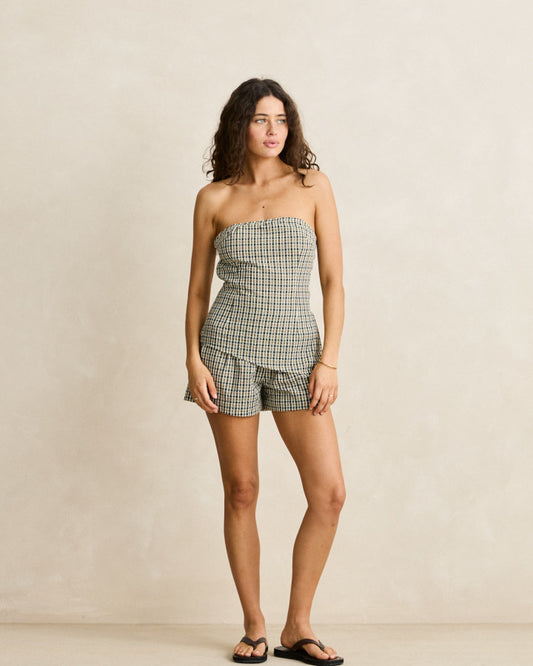 LOTTIE CHECK SHORT brown