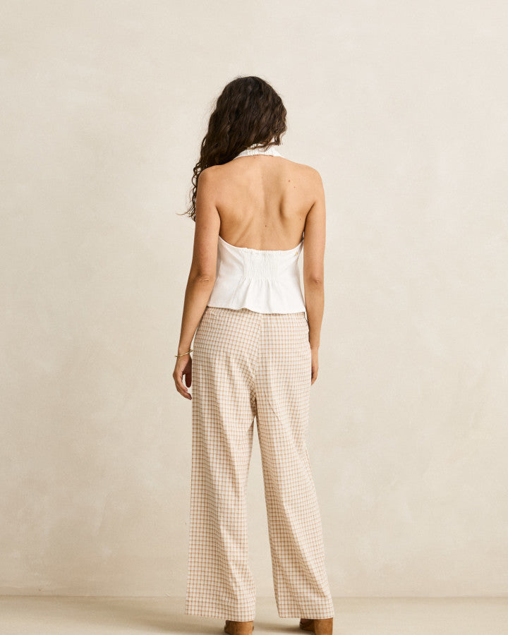 LOUISE TIE FRONT HALTER TOP white