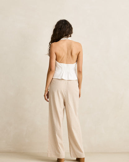 LOUISE TIE FRONT HALTER TOP white
