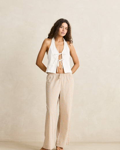 LOUISE TIE FRONT HALTER TOP white