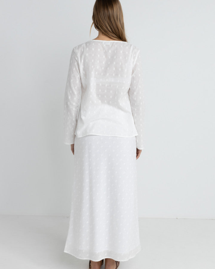 MIRAGE BIAS CUT MAXI SKIRT WHITE