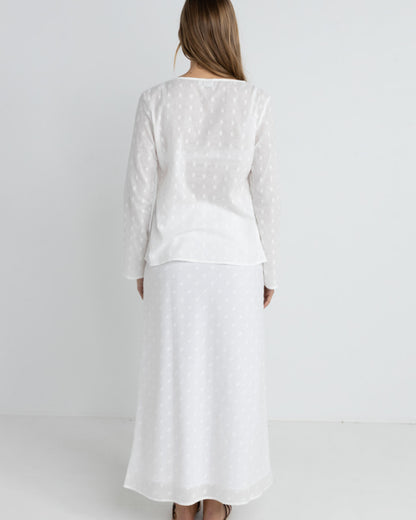 MIRAGE BIAS CUT MAXI SKIRT WHITE