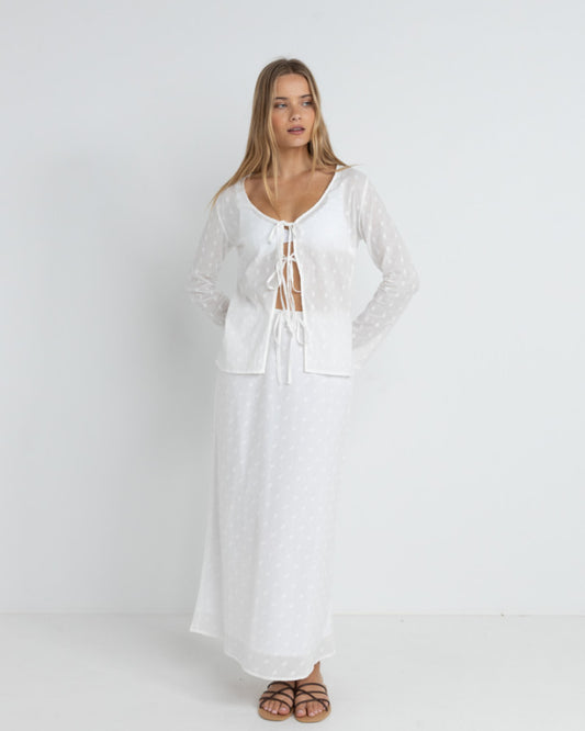 MIRAGE BIAS CUT MAXI SKIRT WHITE