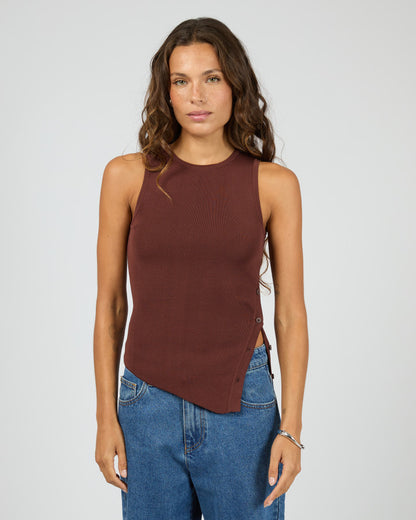 OLLIE BUTTON DOWN KNIT TANK cherry