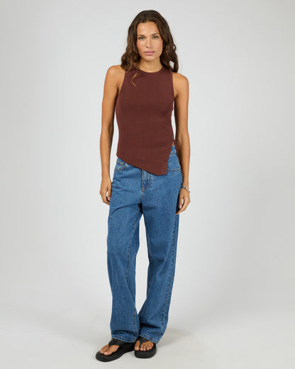 OLLIE BUTTON DOWN KNIT TANK cherry