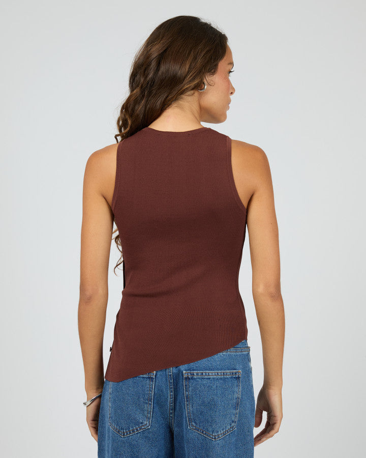 OLLIE BUTTON DOWN KNIT TANK cherry