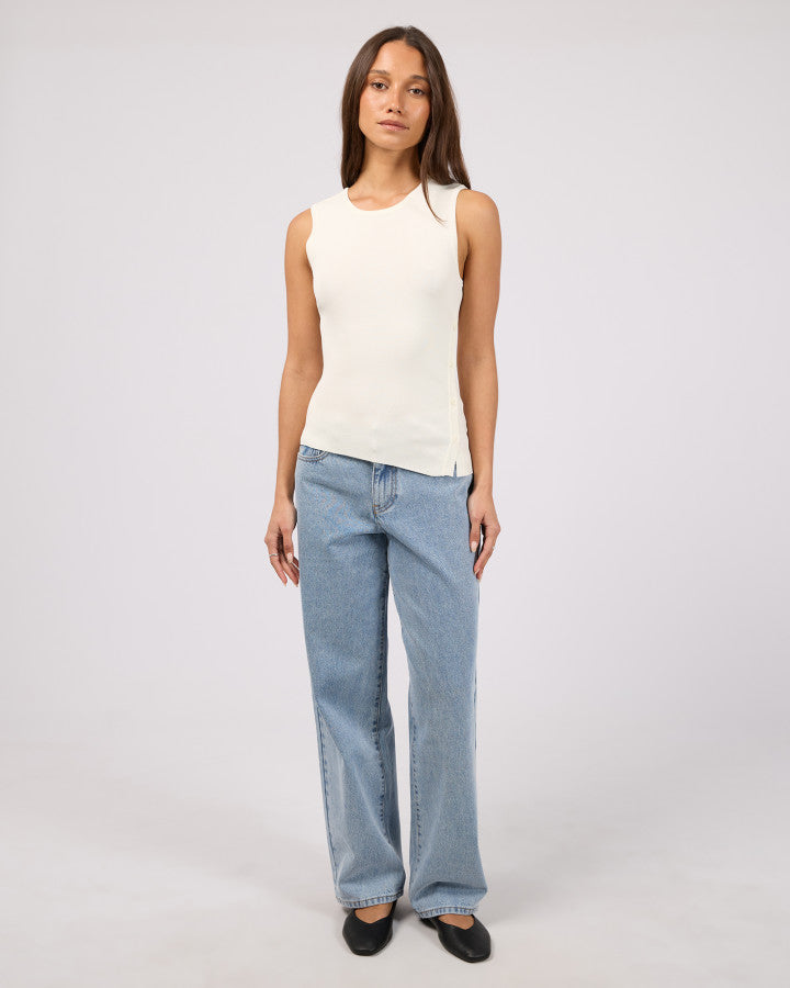 OLLIE BUTTON DOWN KNIT TANK white
