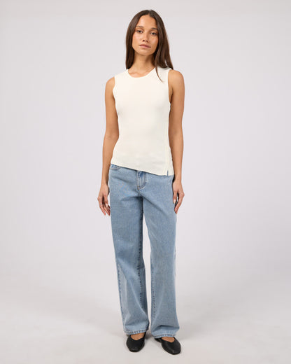 OLLIE BUTTON DOWN KNIT TANK white