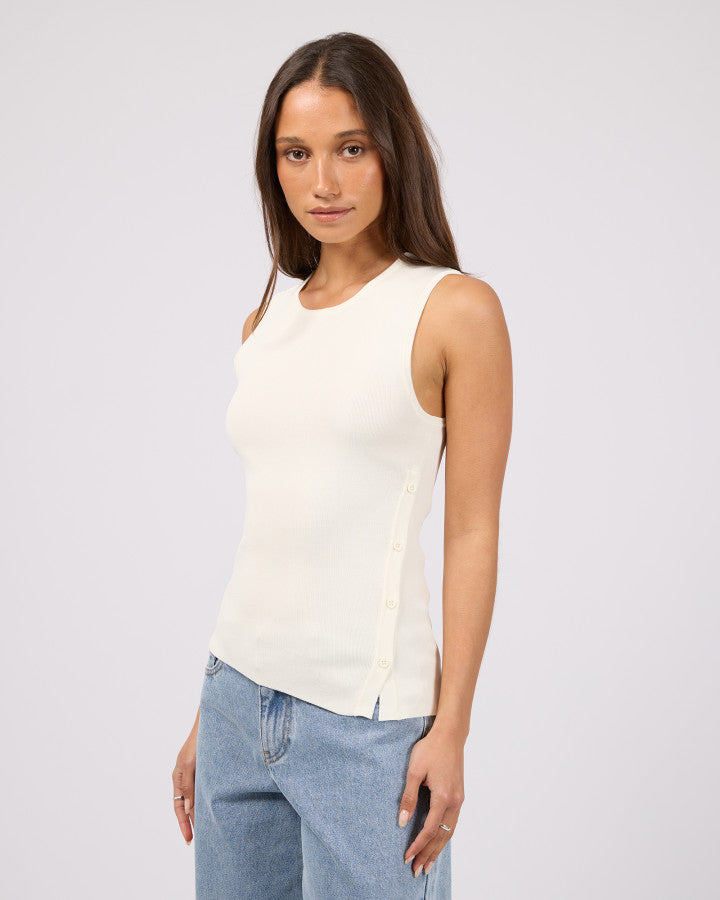 OLLIE BUTTON DOWN KNIT TANK white