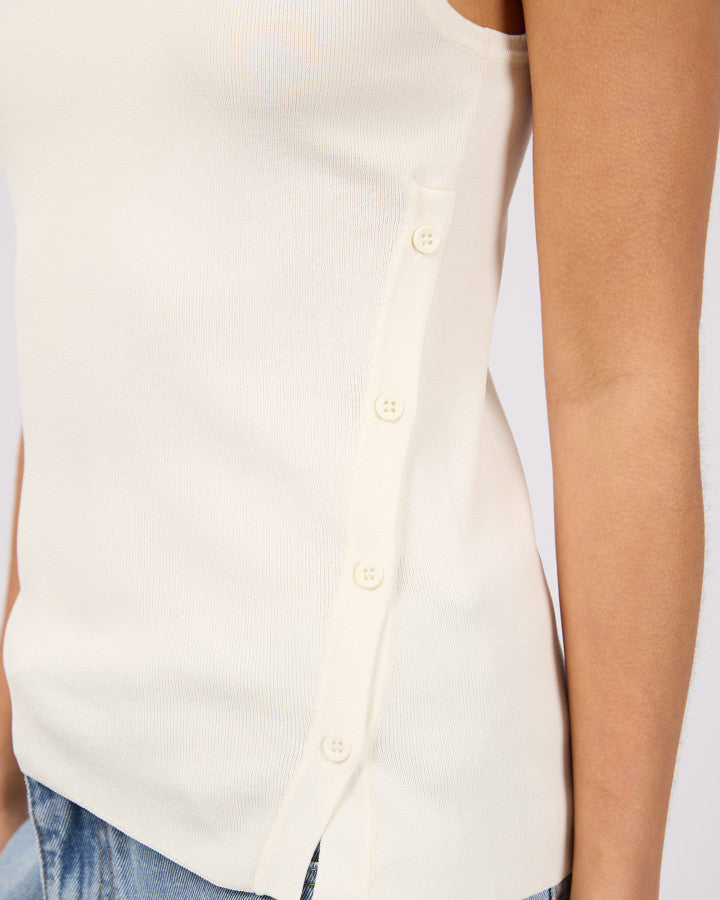 OLLIE BUTTON DOWN KNIT TANK white