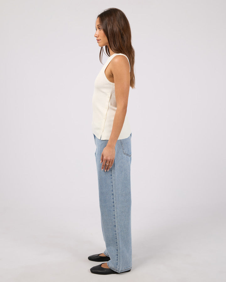 OLLIE BUTTON DOWN KNIT TANK white