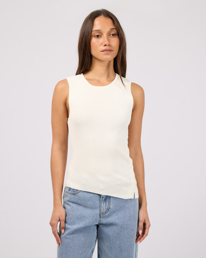 OLLIE BUTTON DOWN KNIT TANK white