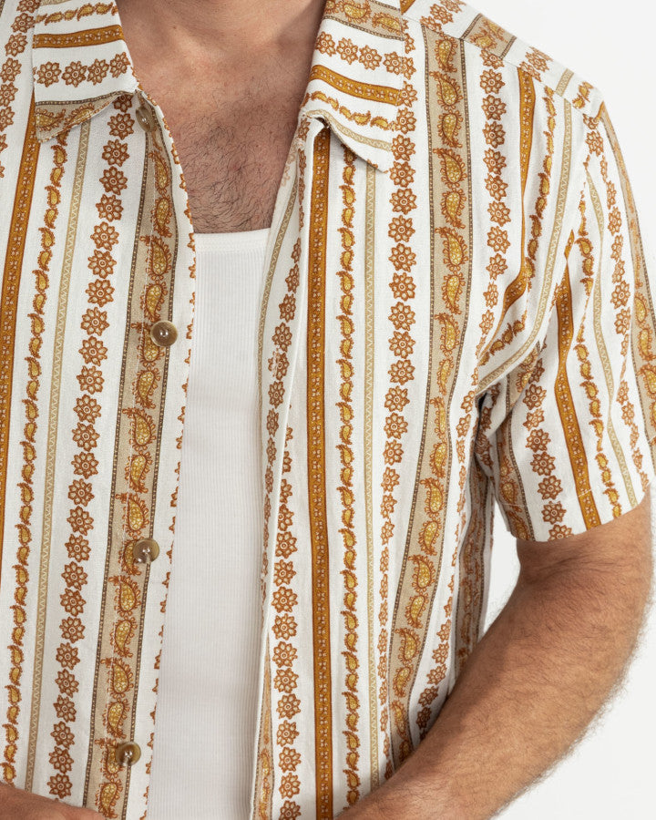 PAISLEY STRIPE SS SHIRT cedar