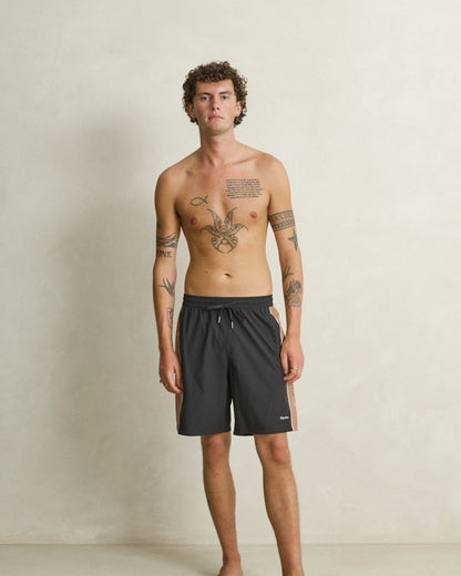 PANEL STRETCH BEACH SHORT black