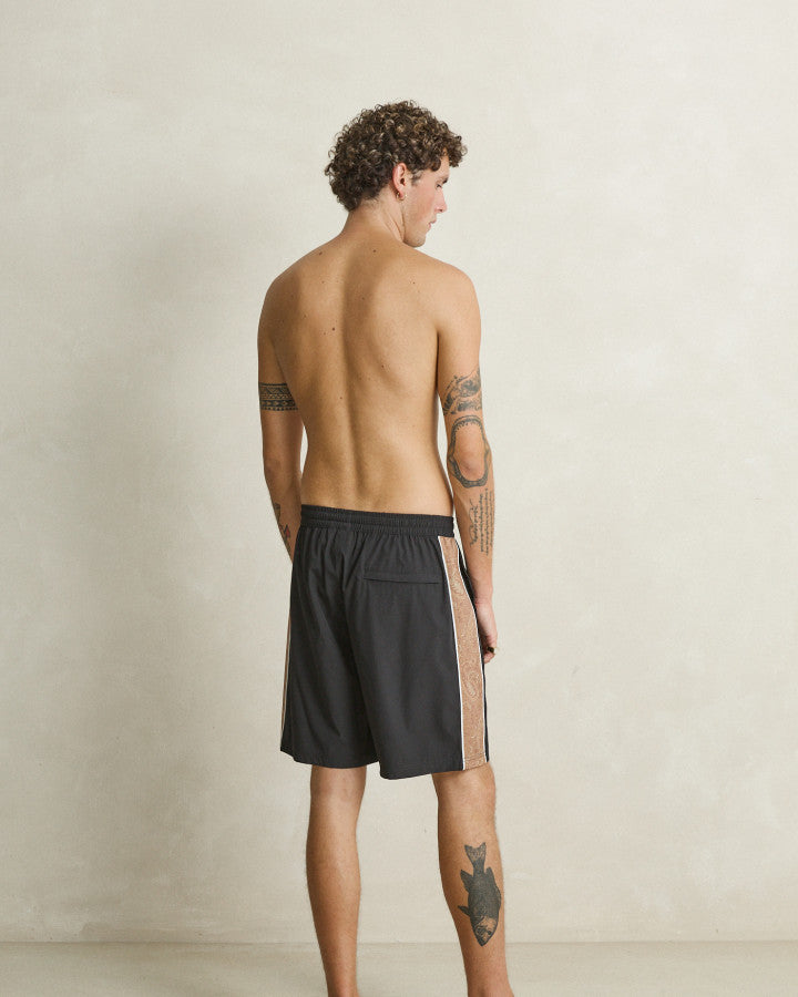 PANEL STRETCH BEACH SHORT black
