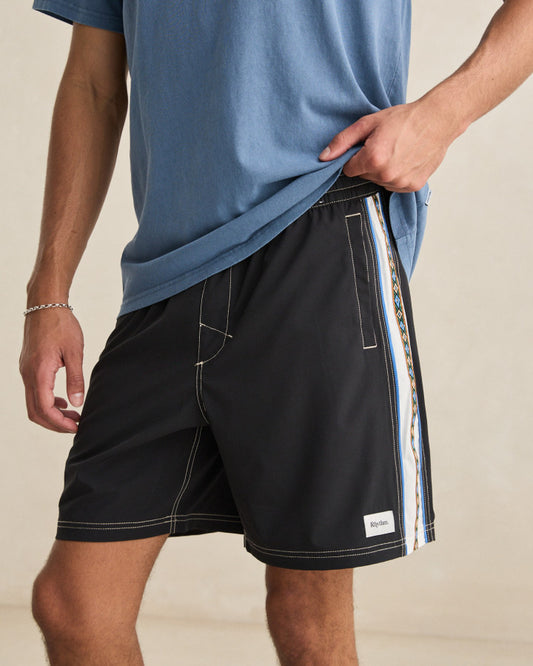PANEL STRIPE BEACH SHORT black