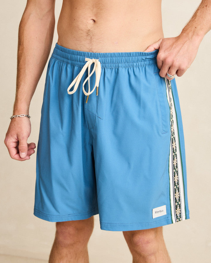 PANEL STRIPE BEACH SHORT blue