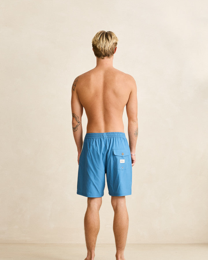 PANEL STRIPE BEACH SHORT blue