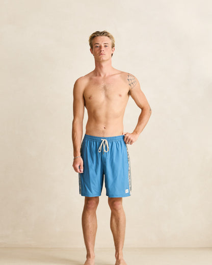 PANEL STRIPE BEACH SHORT blue