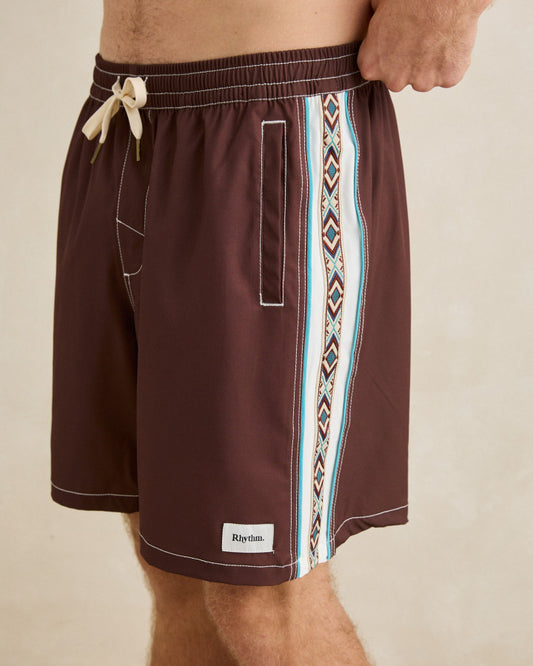 PANEL STRIPE BEACH SHORT chestnut
