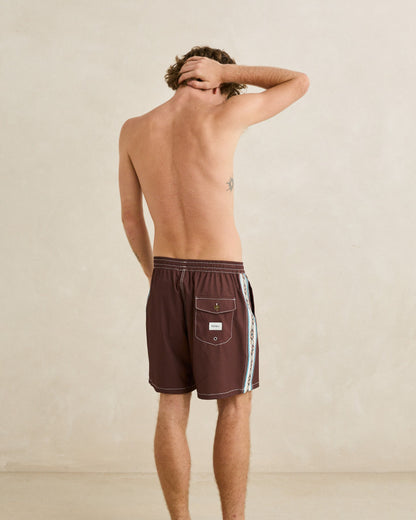 PANEL STRIPE BEACH SHORT chestnut
