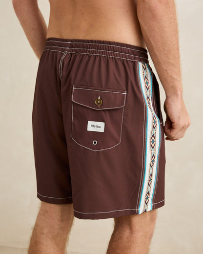 PANEL STRIPE BEACH SHORT chestnut