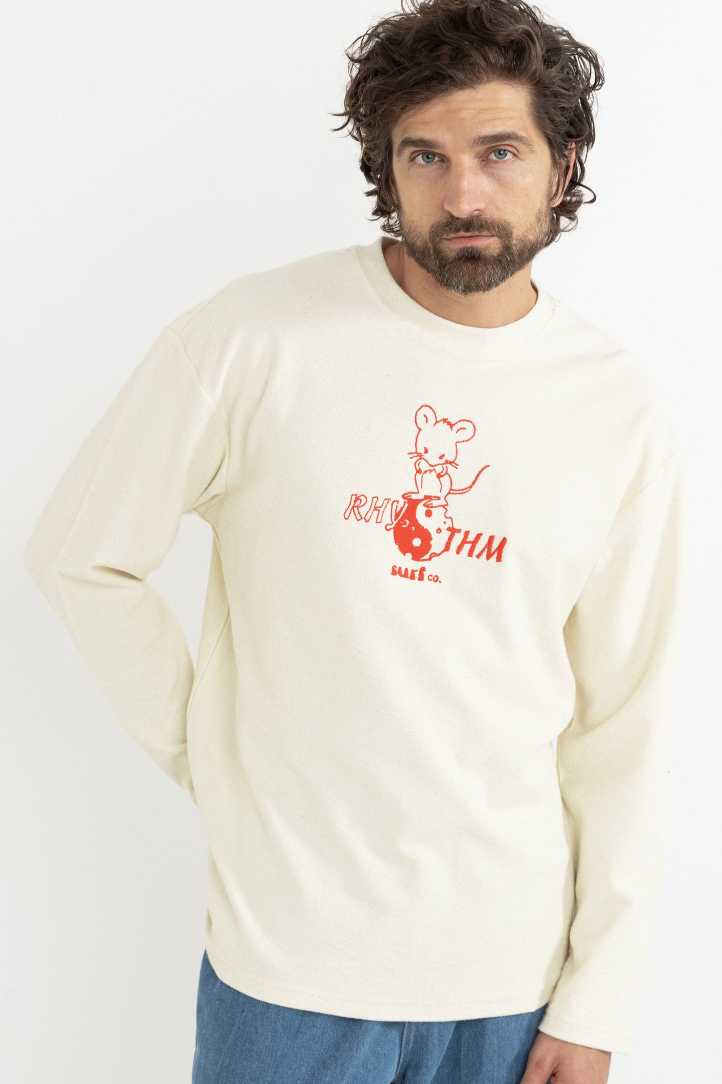 PEACE AND FROMAGE VINTAGE TERRY LS T-SHIRT NATURAL