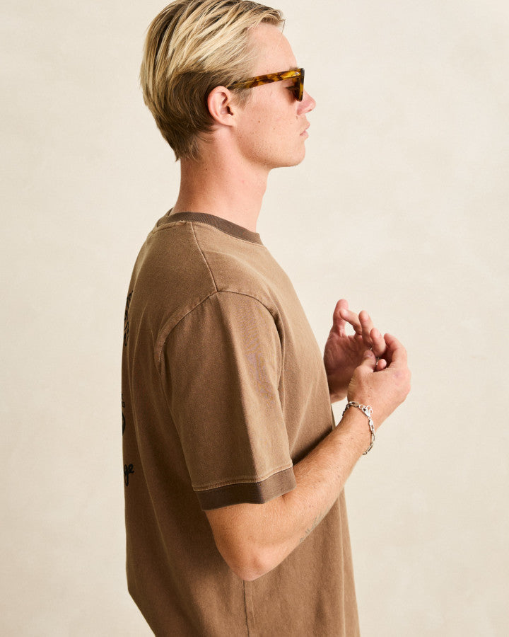 PEACE SUN RINGER VINTAGE SS T-SHIRT oak