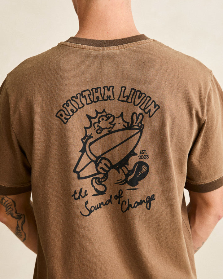 PEACE SUN RINGER VINTAGE SS T-SHIRT oak