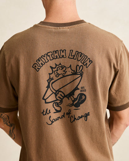 PEACE SUN RINGER VINTAGE SS T-SHIRT oak