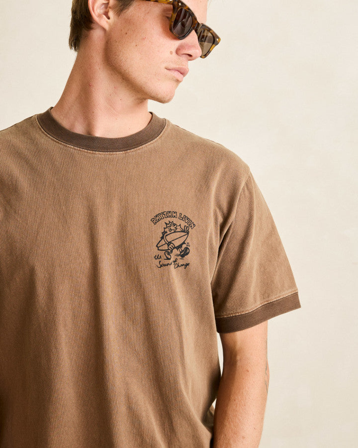 PEACE SUN RINGER VINTAGE SS T-SHIRT oak