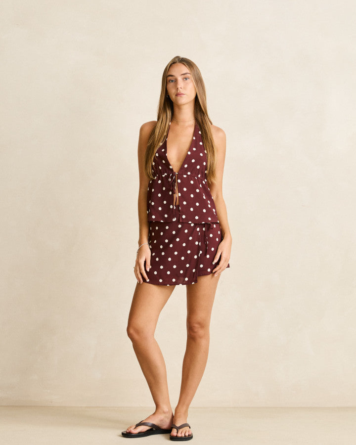 POLKA HALTER TOP café