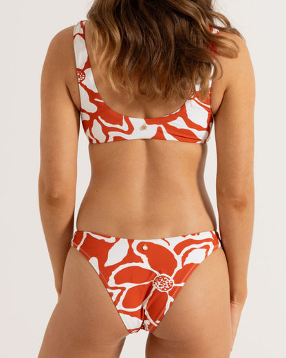 POPPY FLORAL HI CUT PANT RED