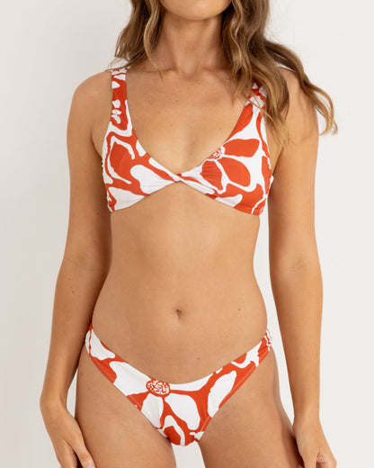 POPPY FLORAL HI CUT PANT RED