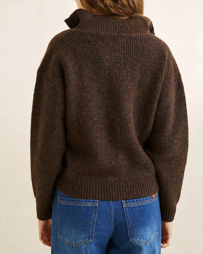 QUINCY ZIP KNIT chocolate