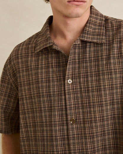 RELAXED BRADY CHECK SS SHIRT coffee