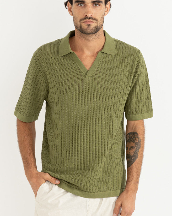RELAXED KNIT SS POLO SAGE