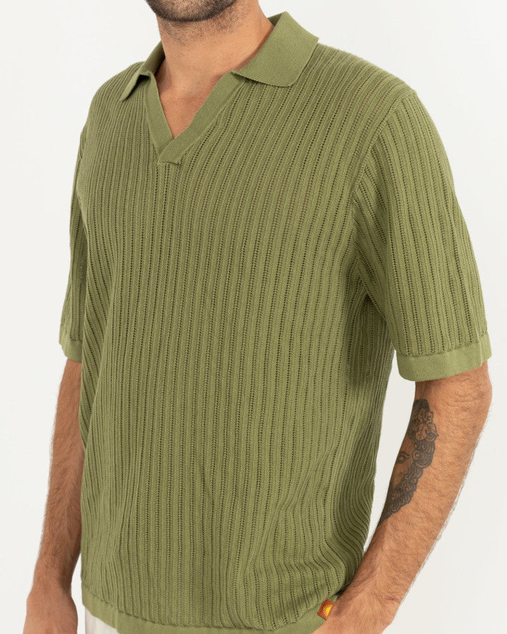 RELAXED KNIT SS POLO SAGE