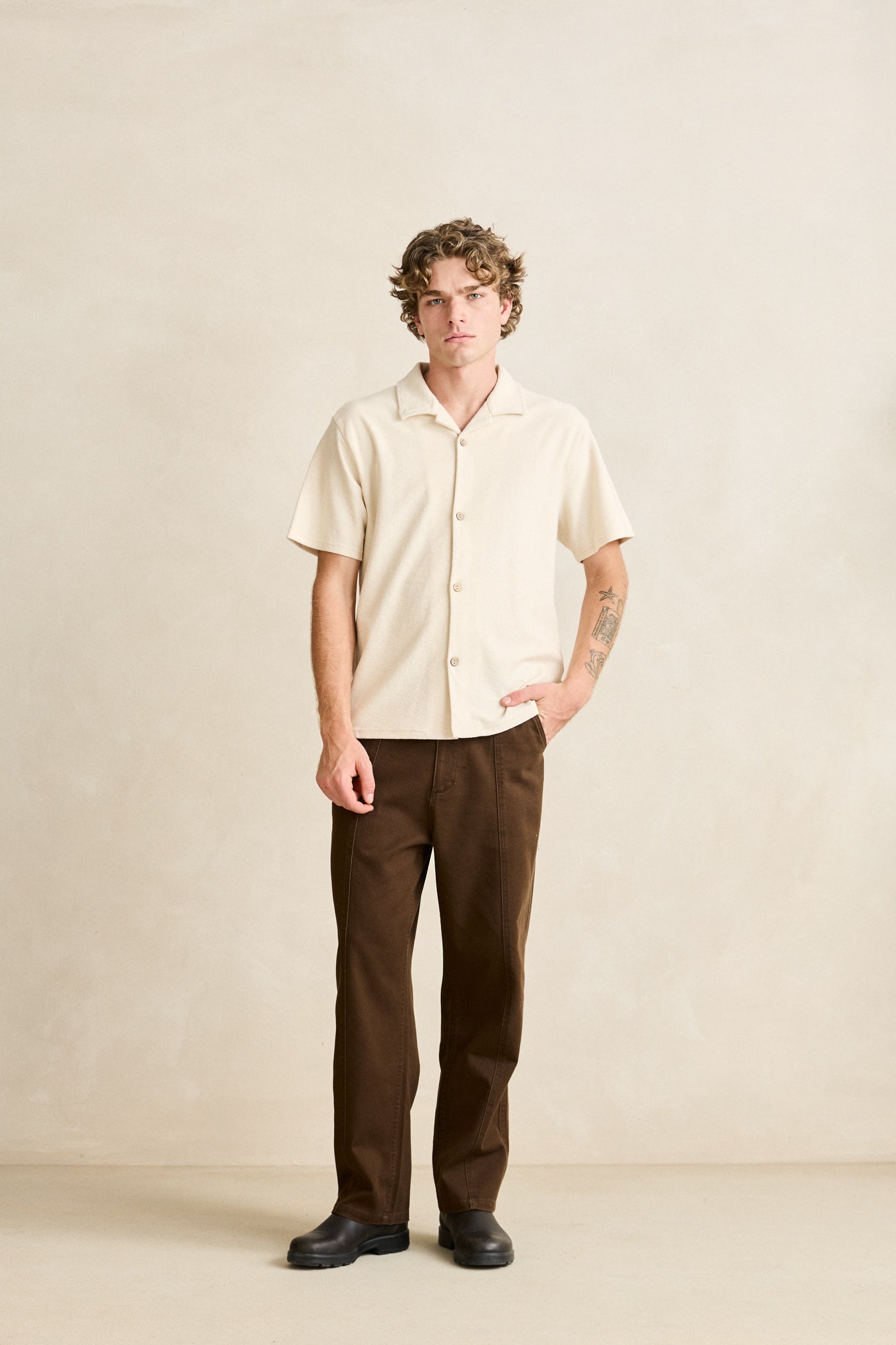 REVERSE TERRY SS SHIRT natural