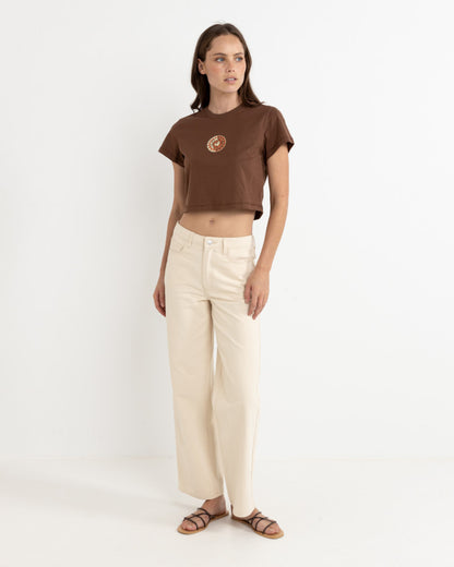 RHYTHM SUN CROP CREW TEE  CHOCOLATE
