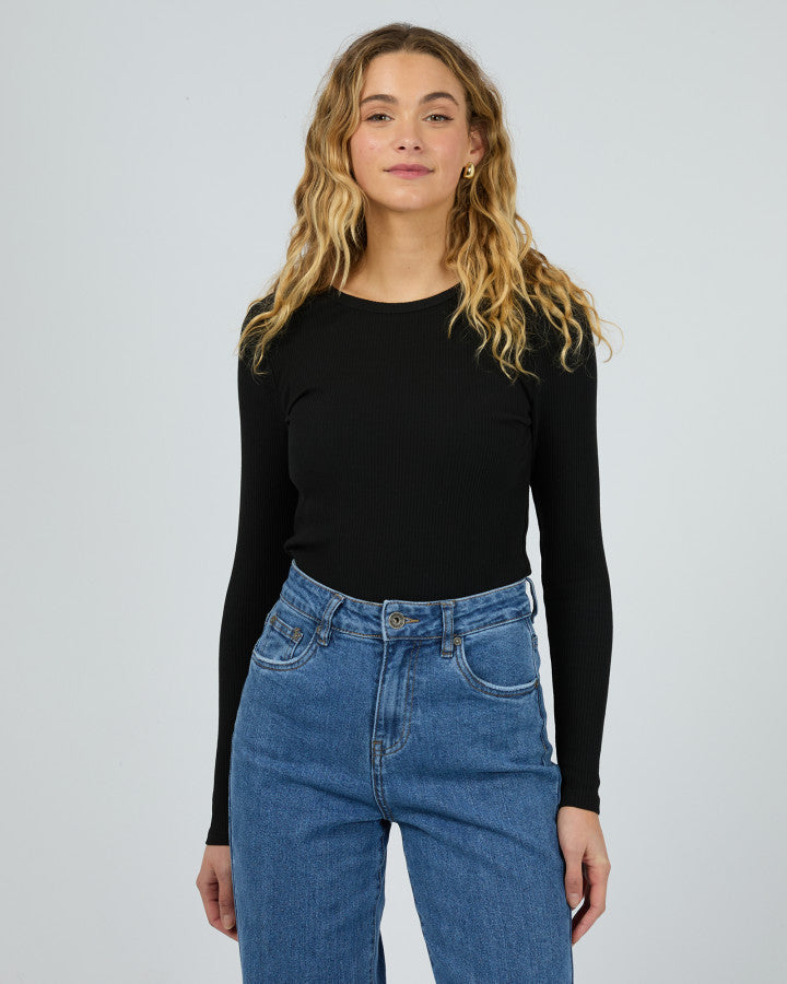 RIB L/S TEE black
