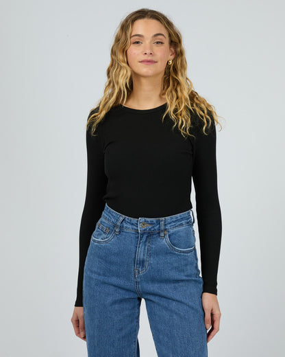 RIB L/S TEE black