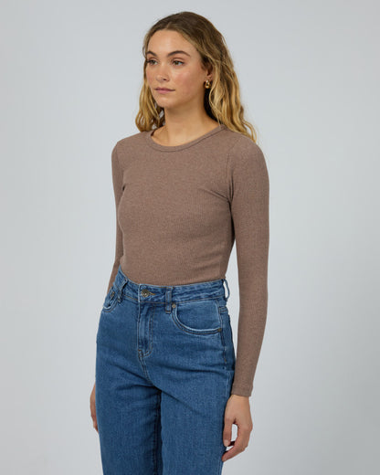 RIB L/S TEE brown