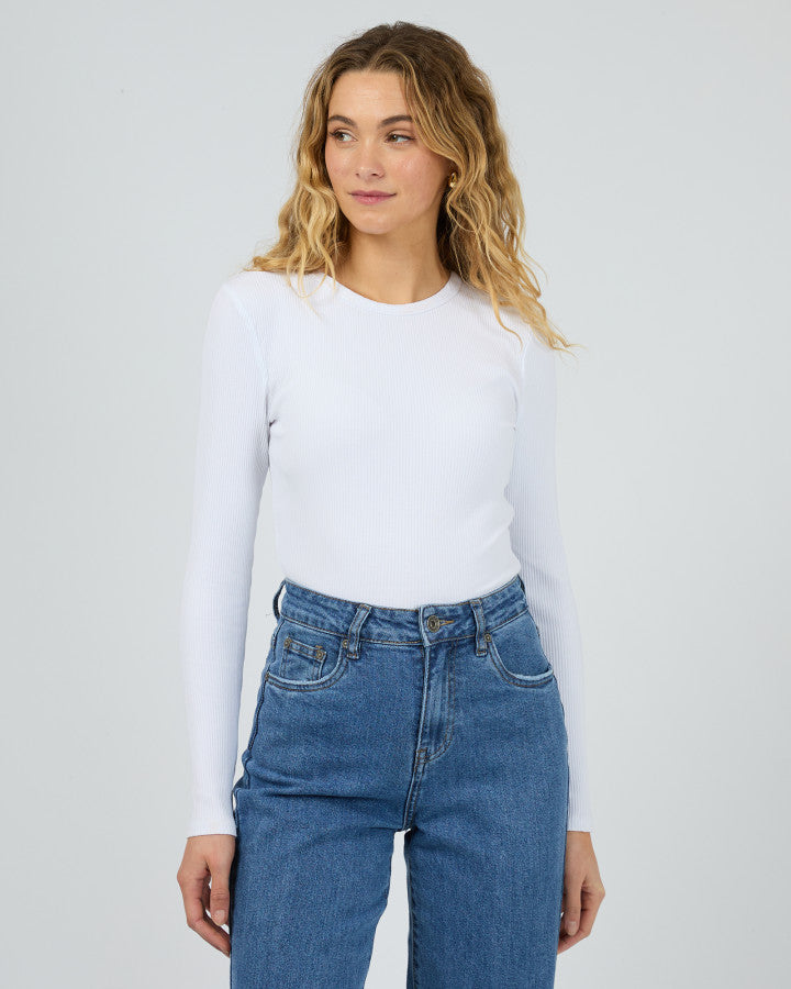 RIB L/S TEE white