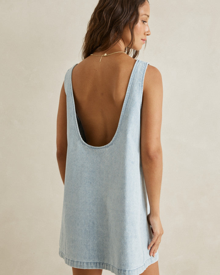 RILEY DENIM MINI DRESS light wash