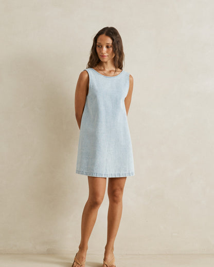 RILEY DENIM MINI DRESS light wash