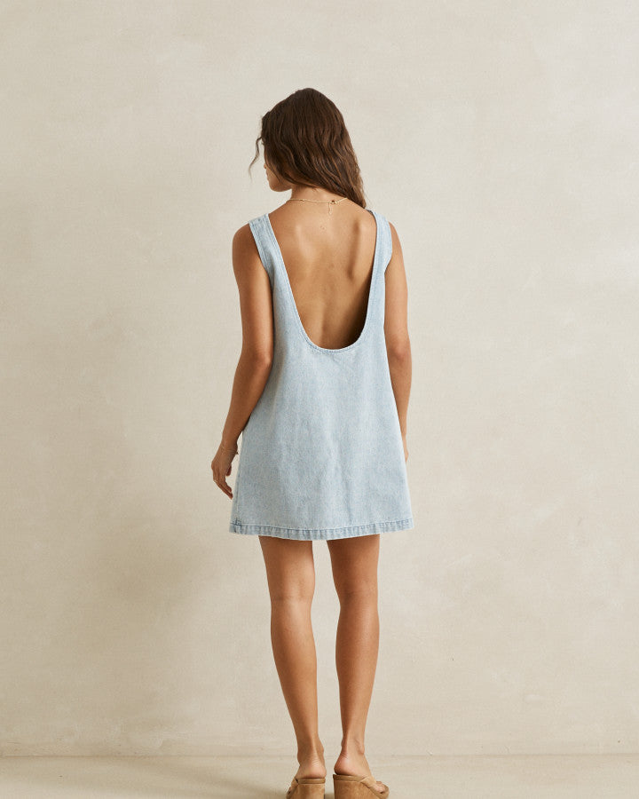 RILEY DENIM MINI DRESS light wash