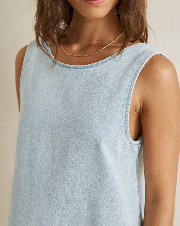 RILEY DENIM MINI DRESS light wash