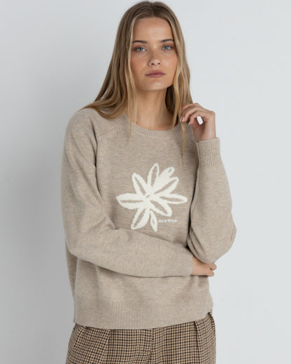 SANCTUARY CREW NECK KNIT JUMPER TAUPE