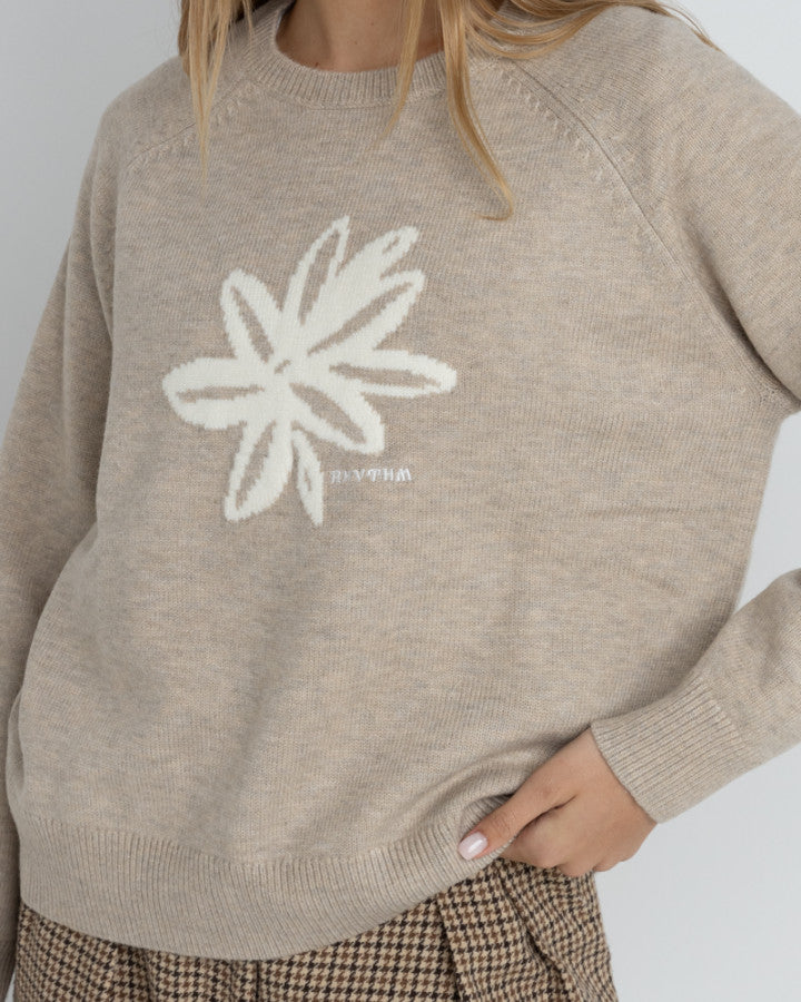 SANCTUARY CREW NECK KNIT JUMPER TAUPE